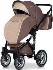 Детская коляска 2 в 1 Riko Brano 05 Beige (бежевая кожа – коричневая ткань)